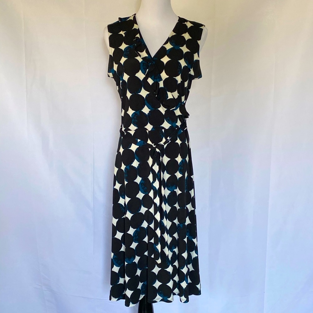 leota stretchy knit faux wrap dress size medium
